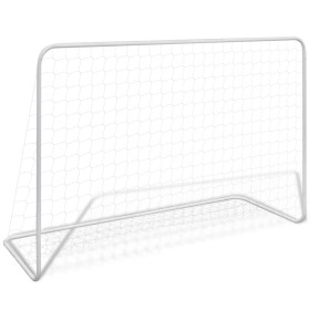  Futbolo vartai su tinkleliu, plienas, balti, 182x61x122cm