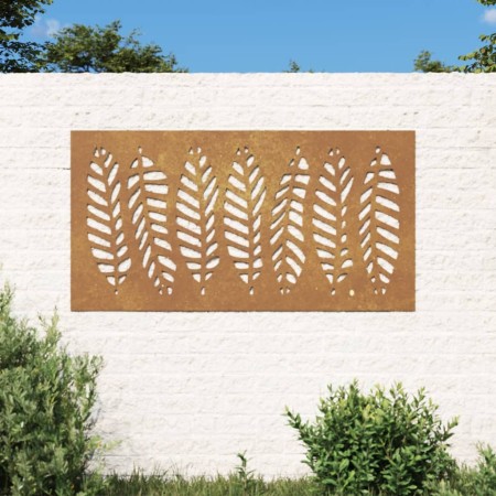  Sodo sienos dekoracija, 105x55cm, corten plienas, lapų dizaino