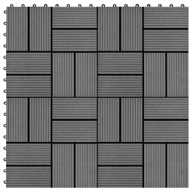  Grindų plytelės, 22 vnt., pilkos sp., 30x30 cm, 2m², WPC