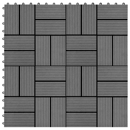  Grindų plytelės, 22 vnt., pilkos sp., 30x30 cm, 2m², WPC