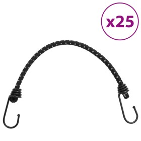  Bungee virvelės su juostelėmis ir kabliukais, 25vnt., 46cm