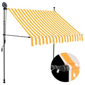  Rankinė ištraukiama markizė su LED, balta ir oranžinė, 200cm