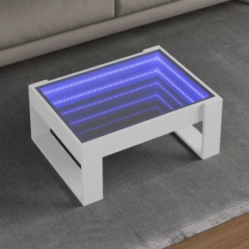  Kavos staliukas su Infinity LED lemputėmis, baltas, 70x53x30cm