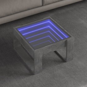  Kavos staliukas su Infinity LED lemputėmis, betono, 50x53x30cm