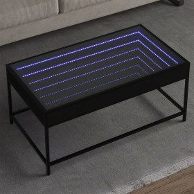  Kavos staliukas su Infinity LED lemputėmis, juodas, 90x50x41cm