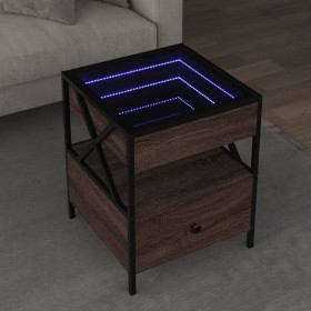  Kavos staliukas su Infinity LED lemputėmis, rudas, 40x40x51cm