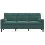  Trivietė sofa su pagalvėlėmis, tamsiai žalia, 180cm, aksomas