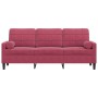  Trivietė sofa su pagalvėlėmis, raudonojo vyno, 180cm, aksomas