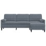  Trivietė sofa su pakoja, tamsiai pilkos spalvos, 210cm, aksomas